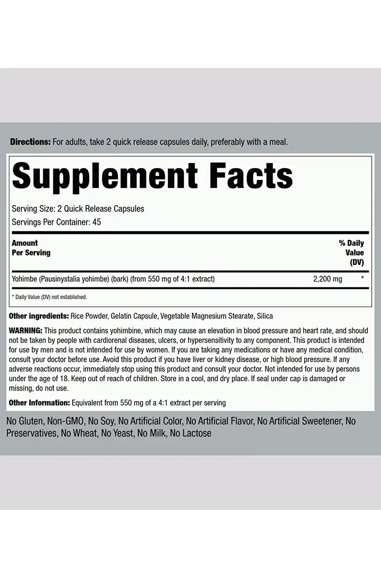 Yohimbine Max 2200mg Piping Rock Yohimbine Max 2200mg Piping Rock