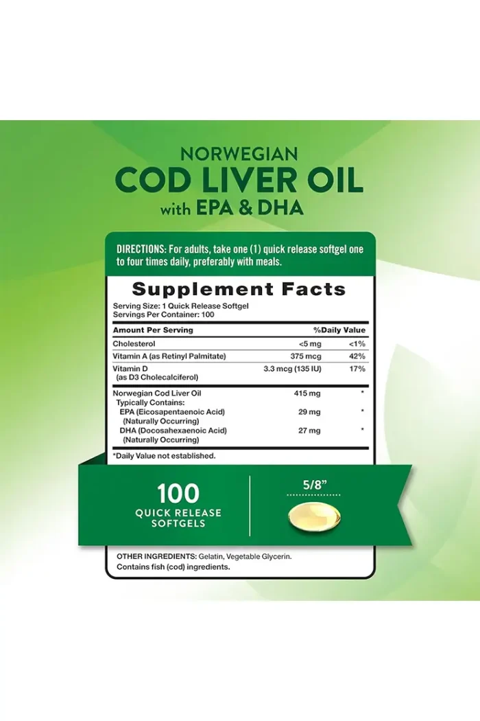 Norwegian Cod Liver oil With EPA,DHA Nature's Truth