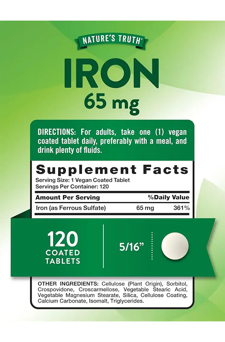 Iron 65mg Ferrous sulphate Nature's Truth Iron 65mg Ferrous sulphate Nature's Truth